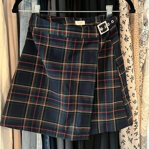 John Galt/Brandy Melville navy plaid skirt with green/red/yellow accents